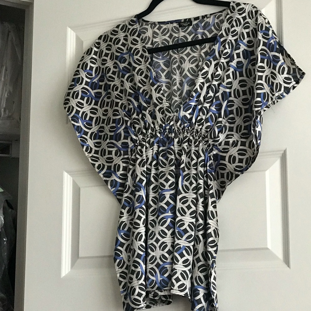 Talula blue/black/pale gold silk top